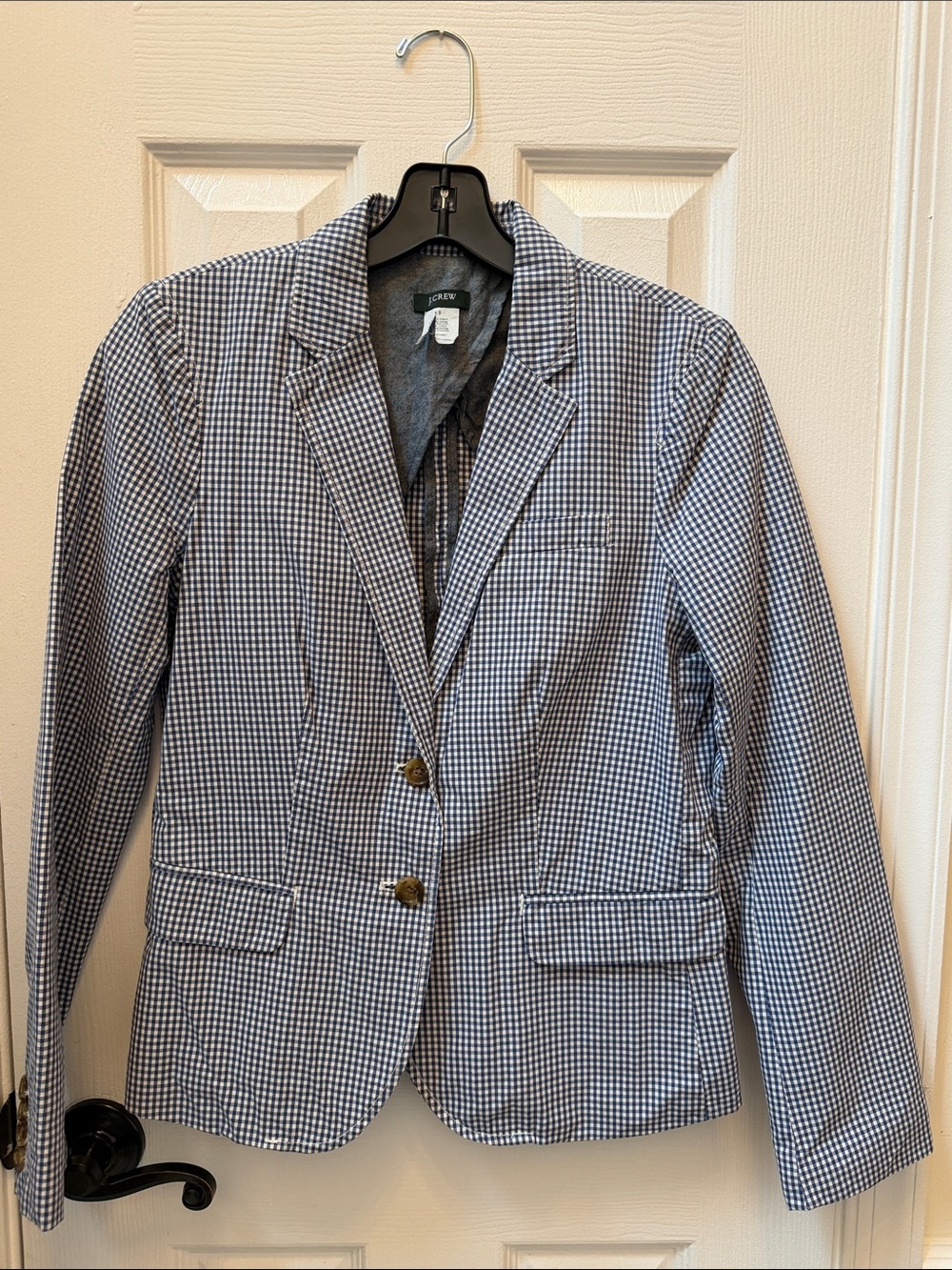 J. Crew Navy & White Gingham Blazer, Women’s Size 2